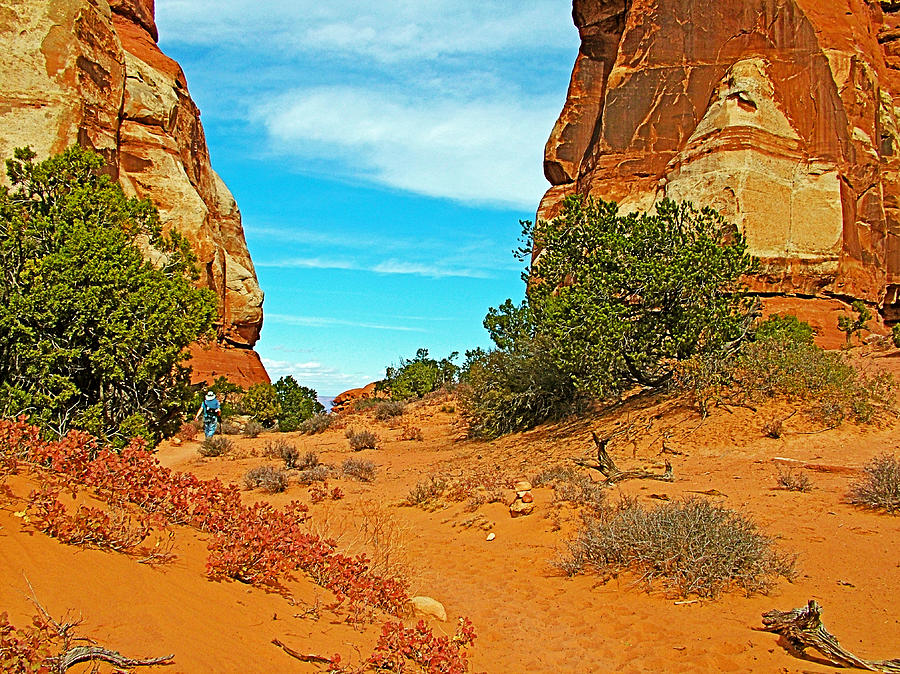 Hiking Between Massive Needles in Needles District of Canyonlands National Park-Utah Photograph by Ruth Hager
