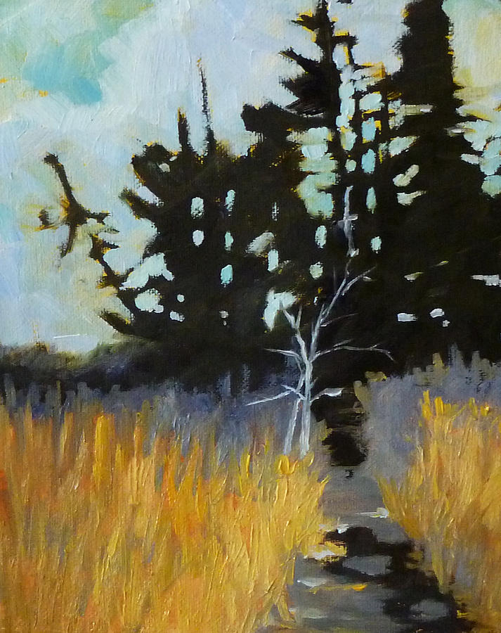 Tree Painting - Hiking the Winter Trail by Nancy Merkle