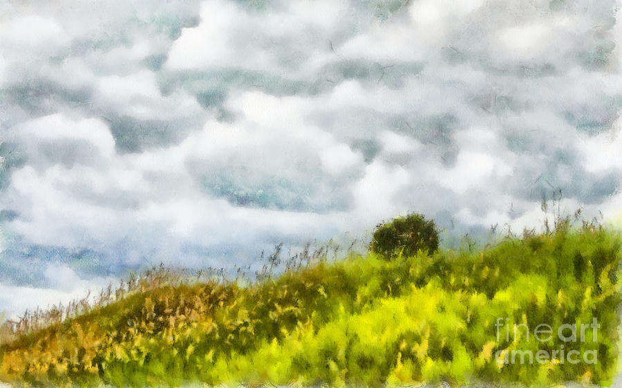 Hill and Cloud Image Digital Watercolor Photograph by Clare VanderVeen
