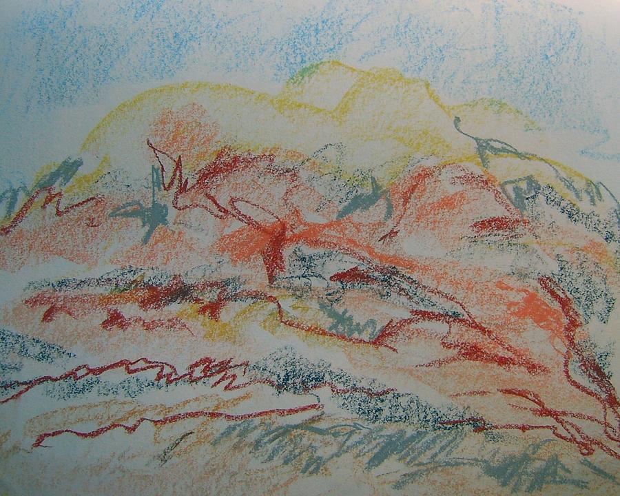 Hill at the Dead Sea Drawing by Esther Newman-Cohen