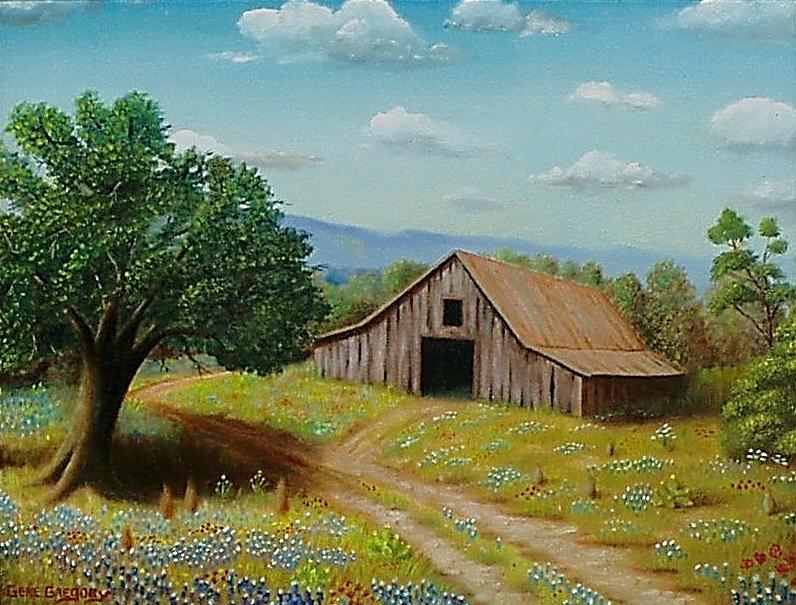 Hill country barn   Painting by Gene Gregory