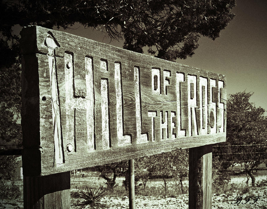 Black And White Photograph - Hill of the Cross by Brooke Fuller