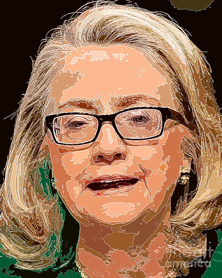 Abstract Digital Art - Hillary Clinton Portrait by Keith Ryan