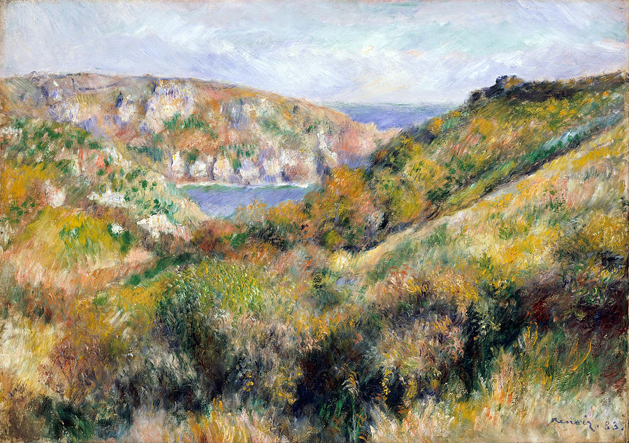 Hills around the Bay of Moulin Huet Guernsey Painting by Pierre-Auguste Renoir