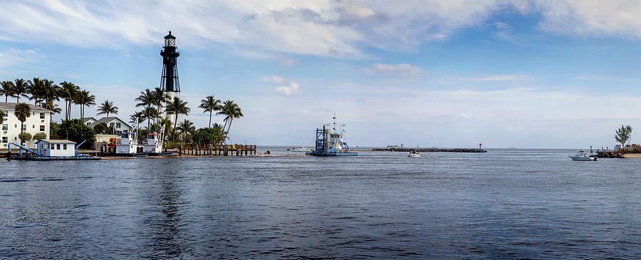 Boat Photograph - Hillsboro Inlet Lighthouse Panorama by Lynn Palmer