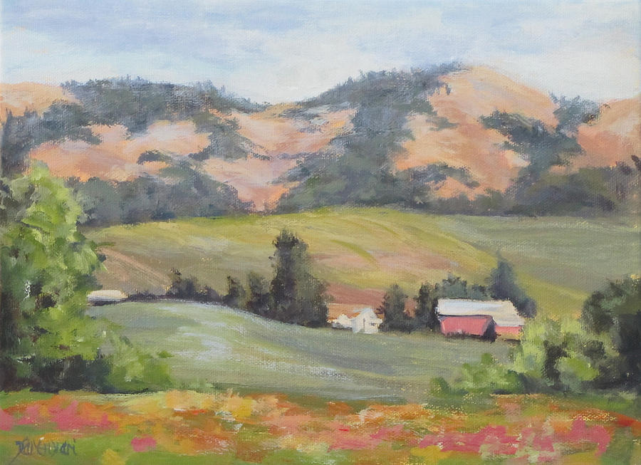 Hillside Farm Painting by Karen Ilari