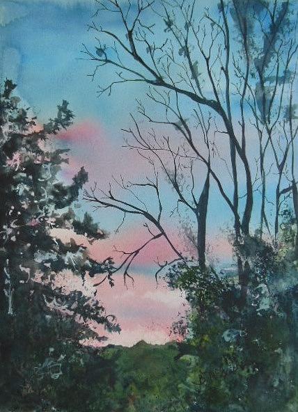 Hilltown Sunset Painting by Barbara McGeachen