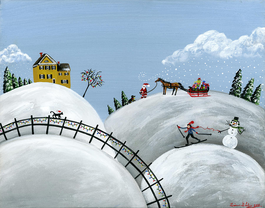 Winter Painting - Hilly Holiday by Brianna Mulvale