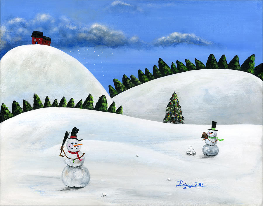 Winter Painting - Hilly Holly Hardball by Brianna Mulvale