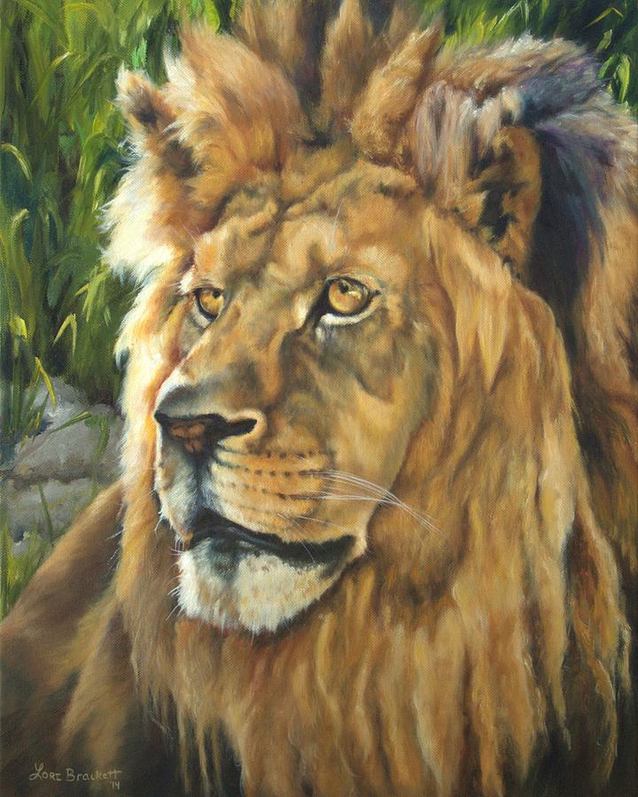 Him - Lion Painting by Lori Brackett