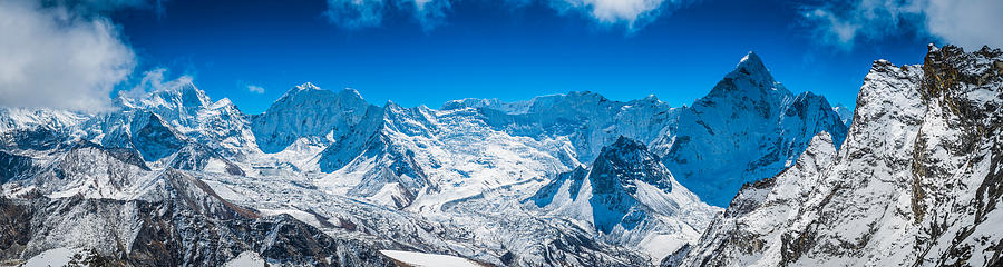 Himalaya mountain summits panorama Island Peak Makalu Baruntse Ama Dablam Photograph by fotoVoyager