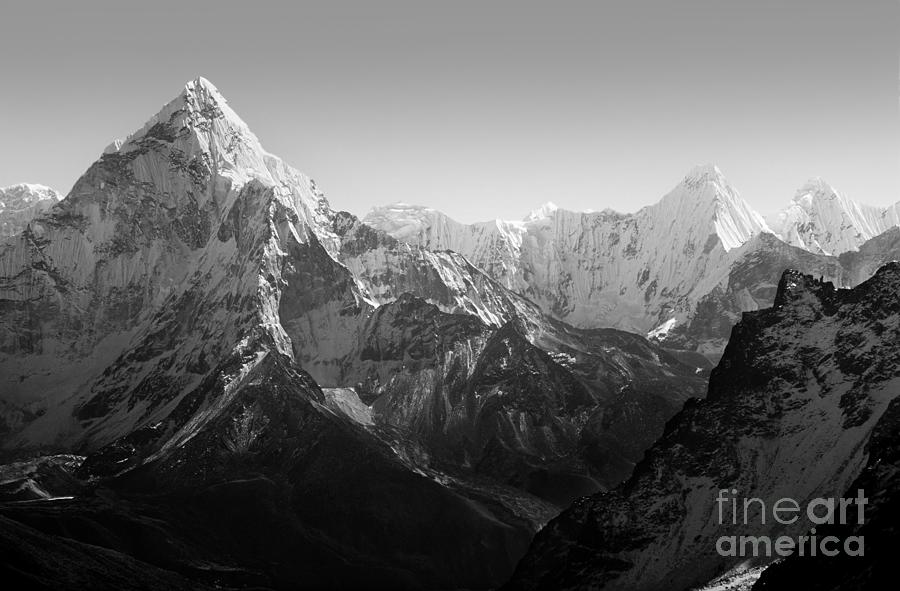 Himalaya Mountains Black and White Photograph by THP Creative