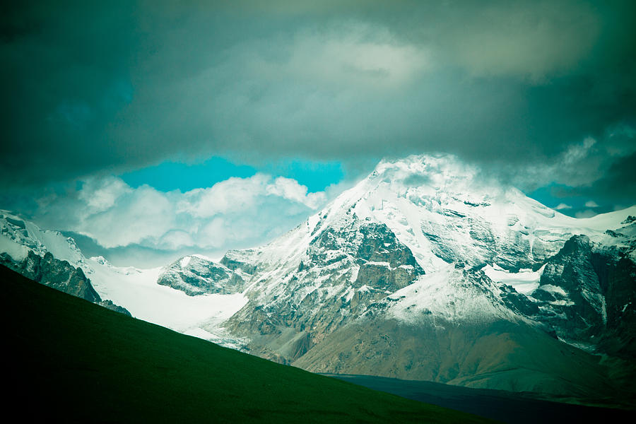 Himalaya Range In Western Tibet with clouds Photograph by Raimond Klavins