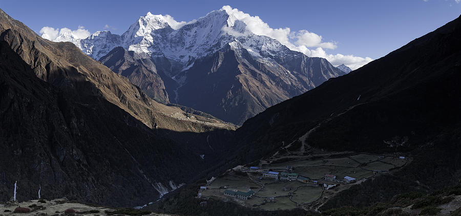Himalayas Sherpa village snow capped peaks Mt Everest NP Nepal Photograph by fotoVoyager