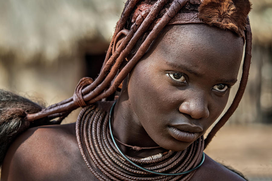 Portrait Photograph - Himba Girl by Piet Flour