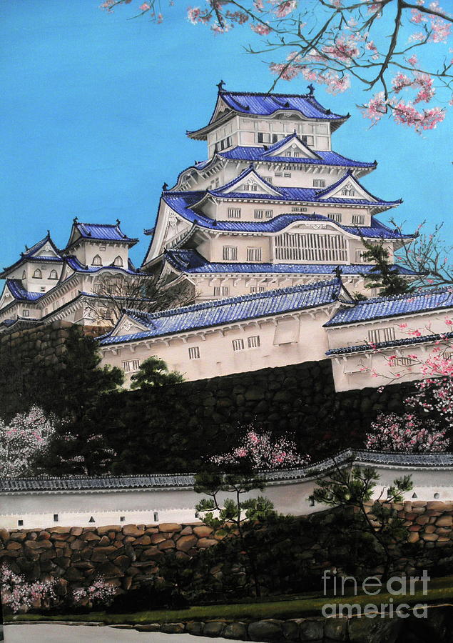 Kyoto Painting - Himeji Castle by D L Gerring