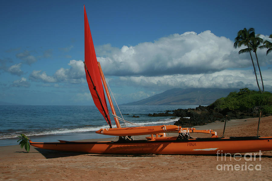 Hina Waapea sailing canoe Polo Beach Wailea Maui Hawaii Photograph by Sharon Mau