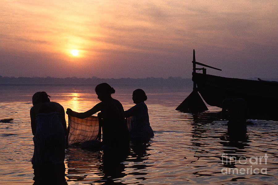Hindu Faithful  Bath in the Ganges Photograph by Craig Lovell