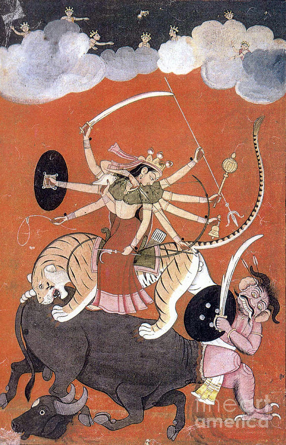 Hindu Goddess Durga Fights Mahishasur Photograph by Photo Researchers