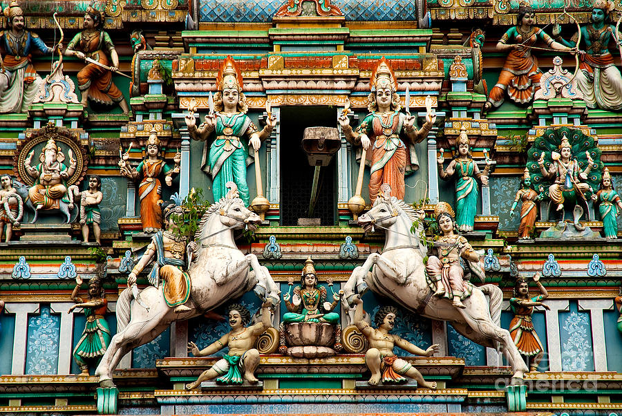 Hindu temple with indian gods kuala lumpur malaysia Photograph by JM Travel Photography