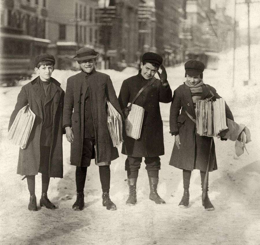 Hine Newsboys, 1910 Photograph by Granger