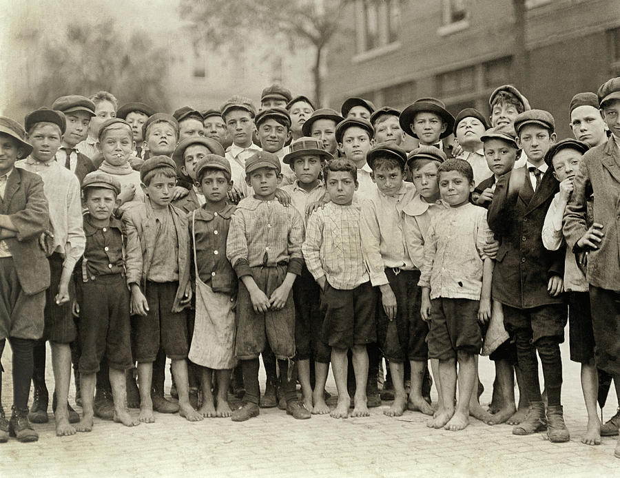 Hine Newsboys, 1913 Photograph by Granger