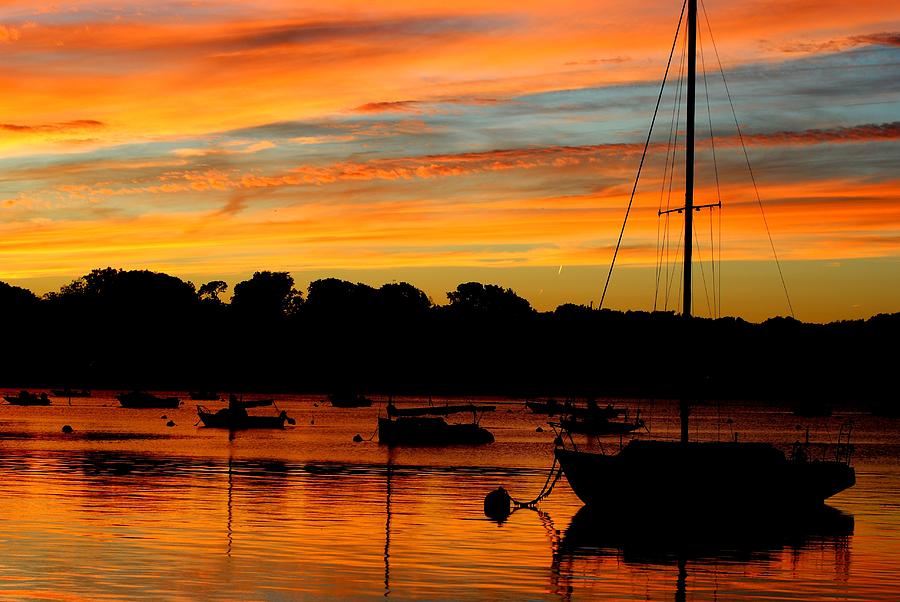 Sunset Sailboat Photograph - Hingham Sunset And Sailboats by Ronald Bartels Sunset Sailboat Photograph - Hingham Sunset And Sailboats by Ronald Bartels