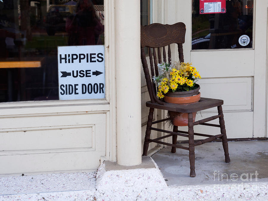 Sign Photograph - Hippies Use Side Door by Louise Heusinkveld