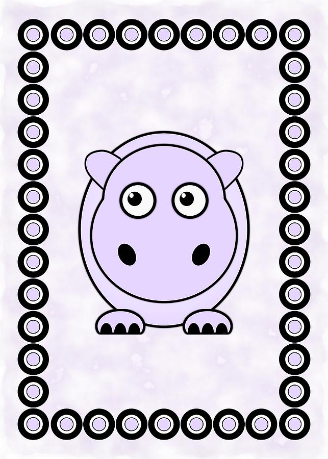Hippopotamus Mixed Media - Hippo - Animals - Art for Kids by Anastasiya Malakhova