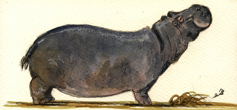 Hippopotamus Painting - Hippo happy by Juan  Bosco