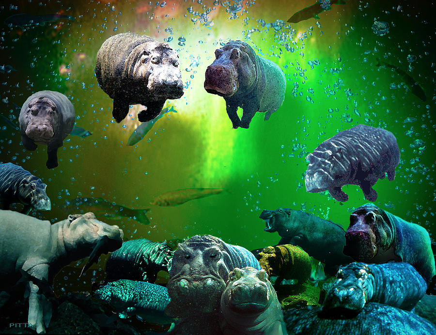 Hippo Heaven Digital Art by Michael Pittas