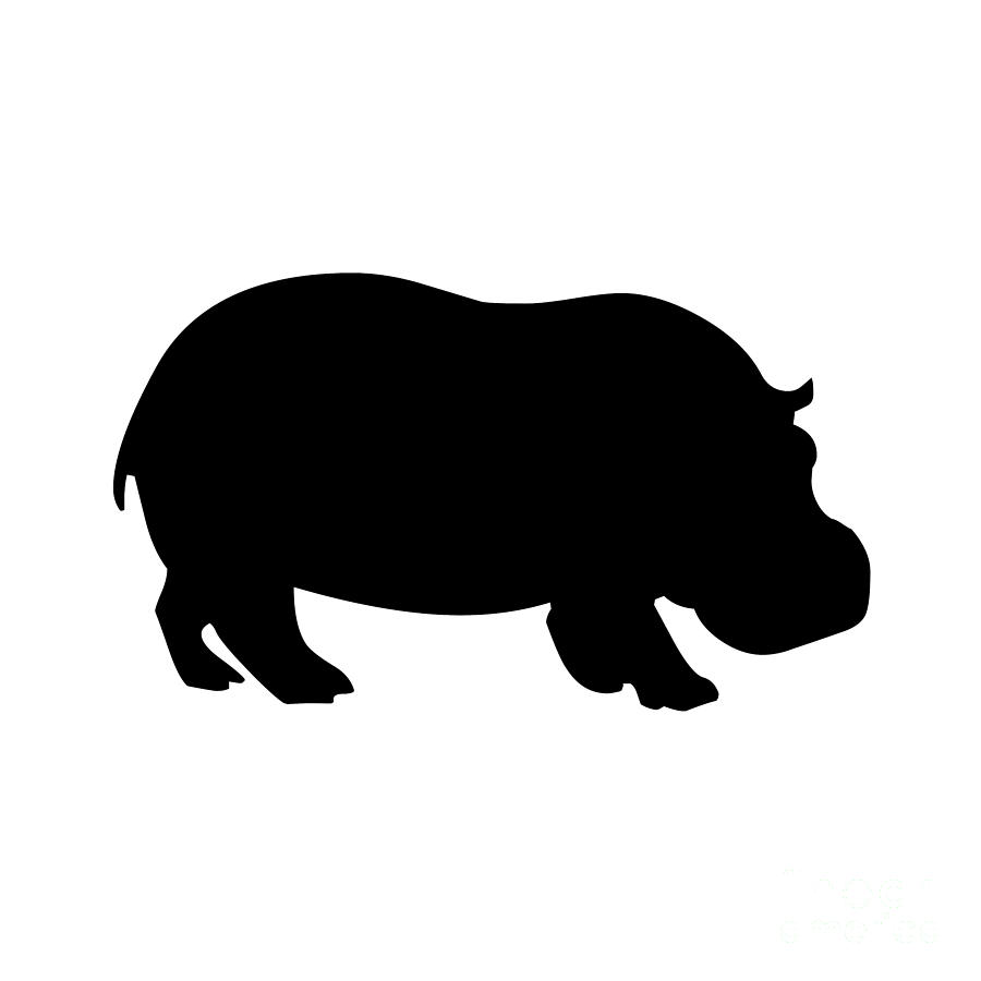 Hippo in Black and White Digital Art by Jackie Farnsworth