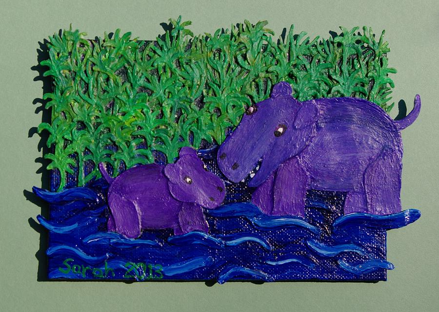 Hippopotamus Mixed Media - Hippo Nursery by Sarah Swift
