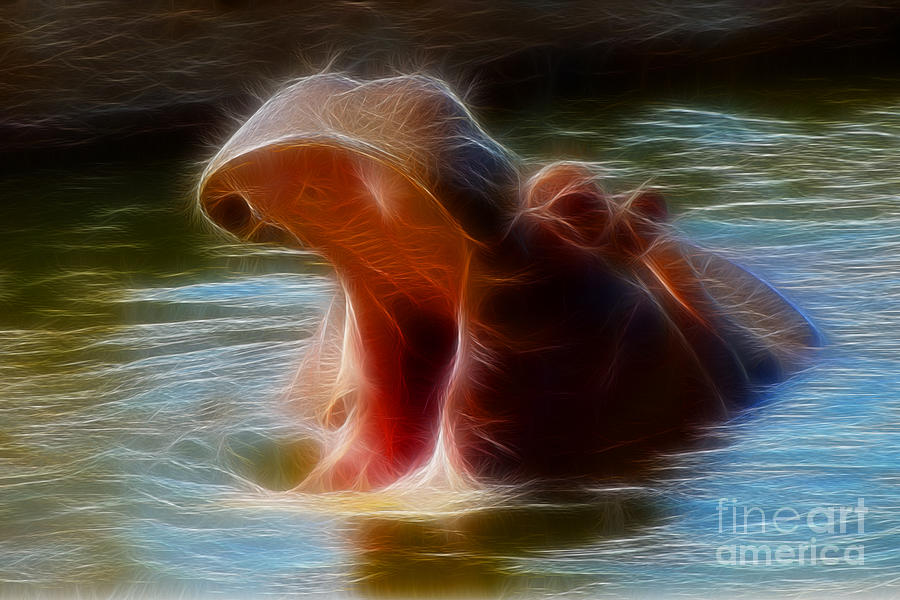 Hippopotamus Photograph - Hippo Yawn Fractal by Gary Gingrich Galleries