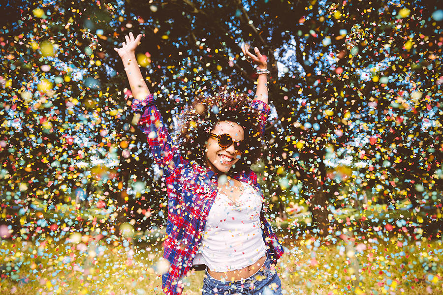 Hipster enjoying confetti Photograph by Wundervisuals