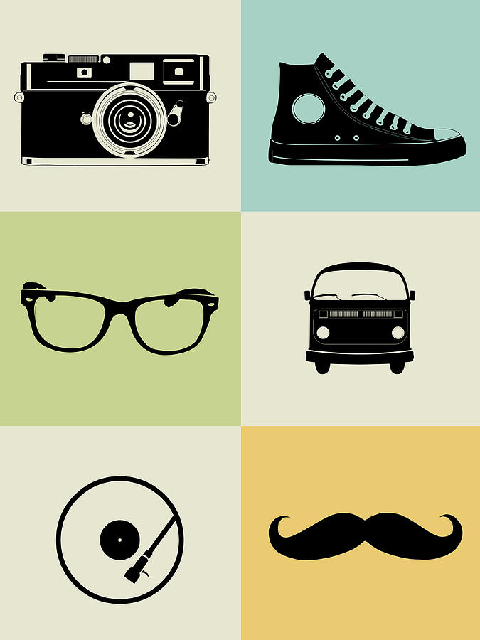 Typography Digital Art - Hipster Mix Poster by Naxart Studio