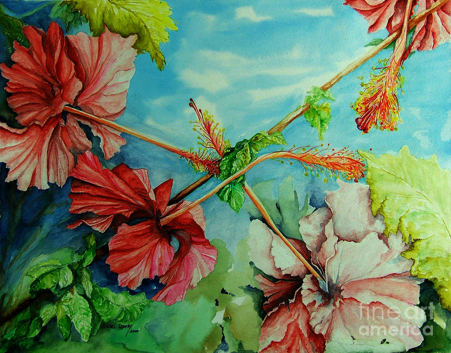 Hirokos Hibiscus 3 Painting by Rachel Lowry