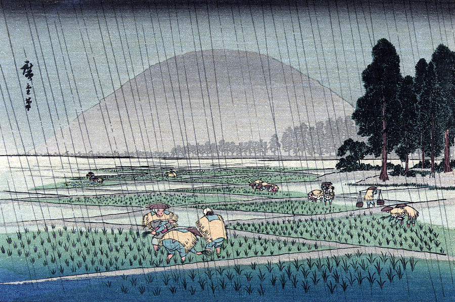 Hiroshige Rice Farmers Painting by Granger