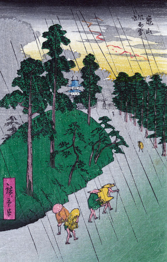 Hiroshige Travelers Painting by Granger
