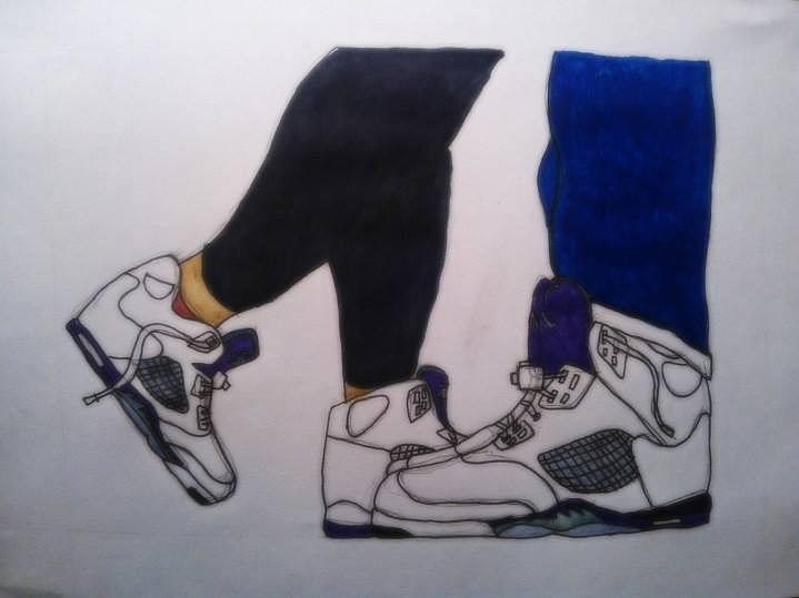 His and Hers sneakers Drawing by Travis Hadley