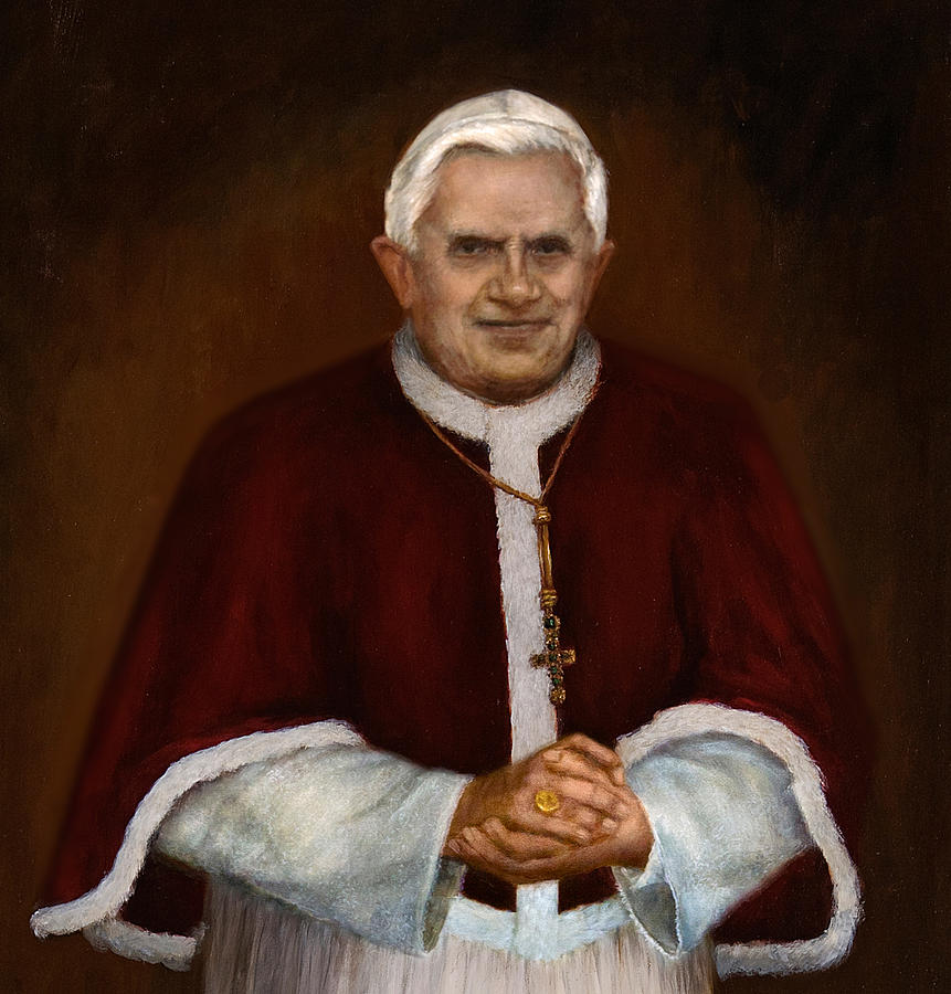 Portrait Painting - His Holiness Pope Benedict XVI by Sylvia Castellanos