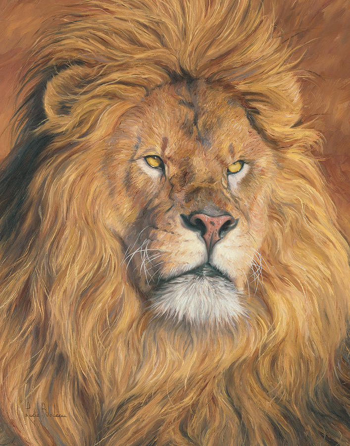 Lion Painting - His Majesty - Detail by Lucie Bilodeau