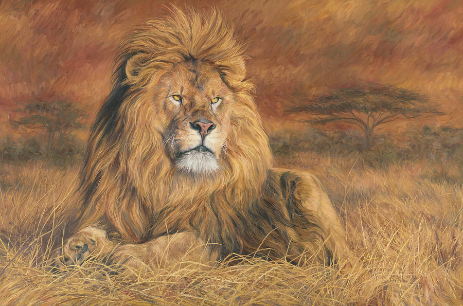 Lion Painting - His Majesty by Lucie Bilodeau