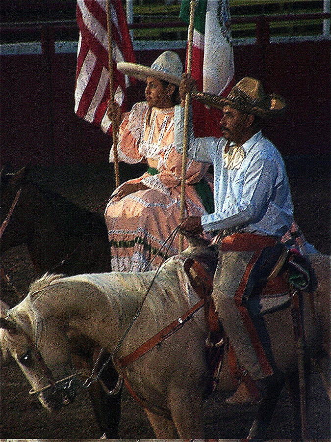 Hispanic riders rodeo July 4th Chandler Arizona 2001 Photograph by David Lee Guss
