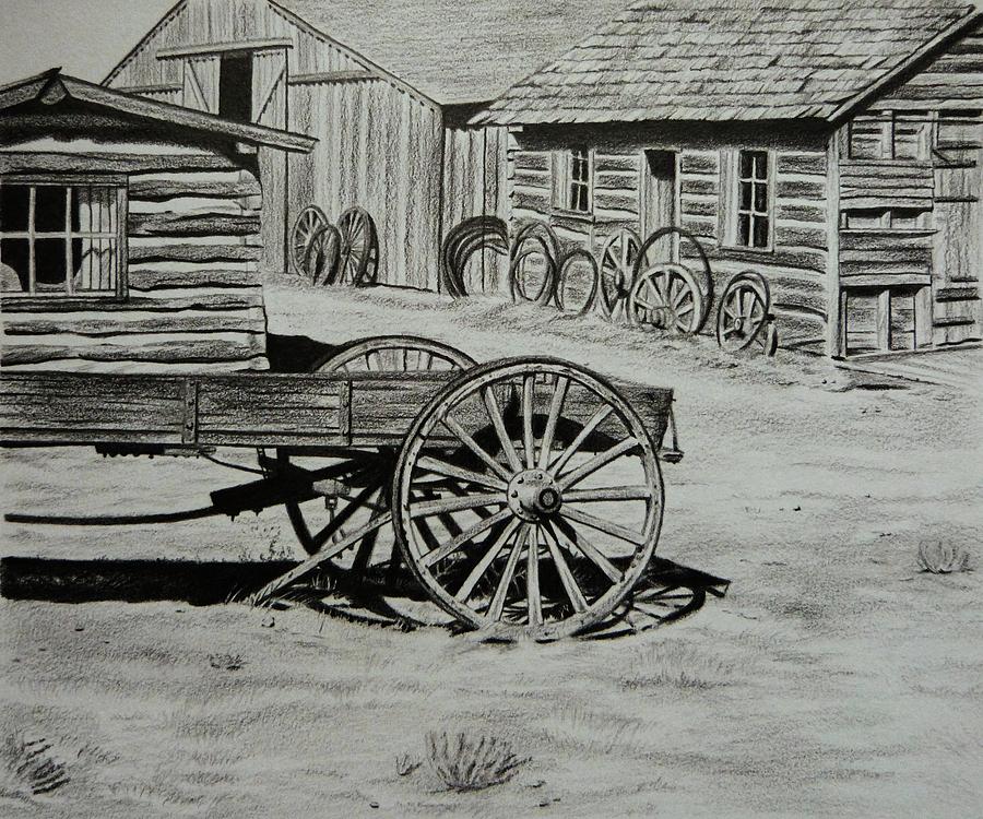 Historic Cabins Cody Wyoming Painting By Lucy Deane