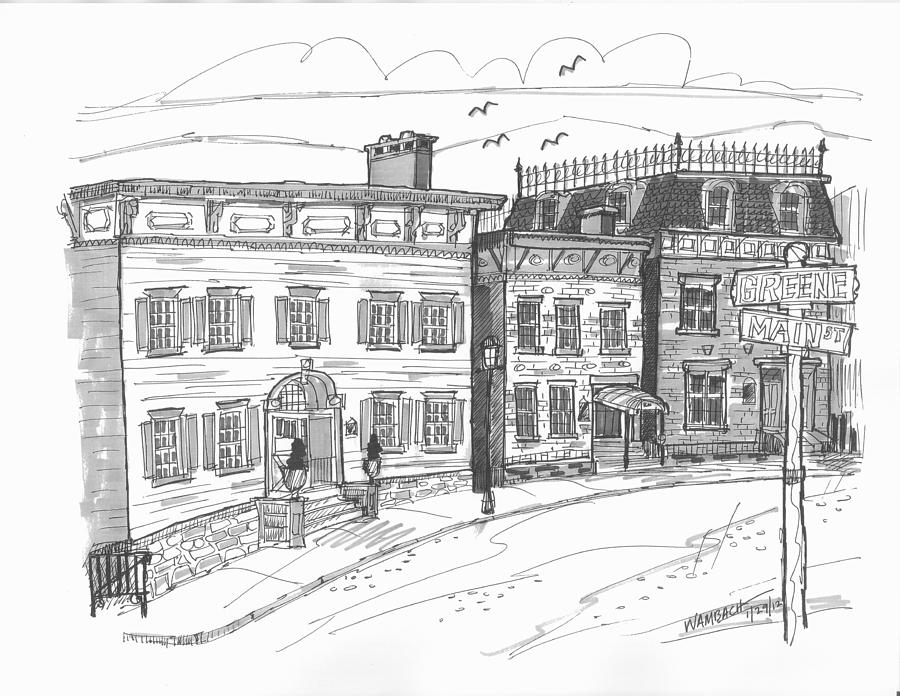 Historic Catskill Street Drawing by Richard Wambach