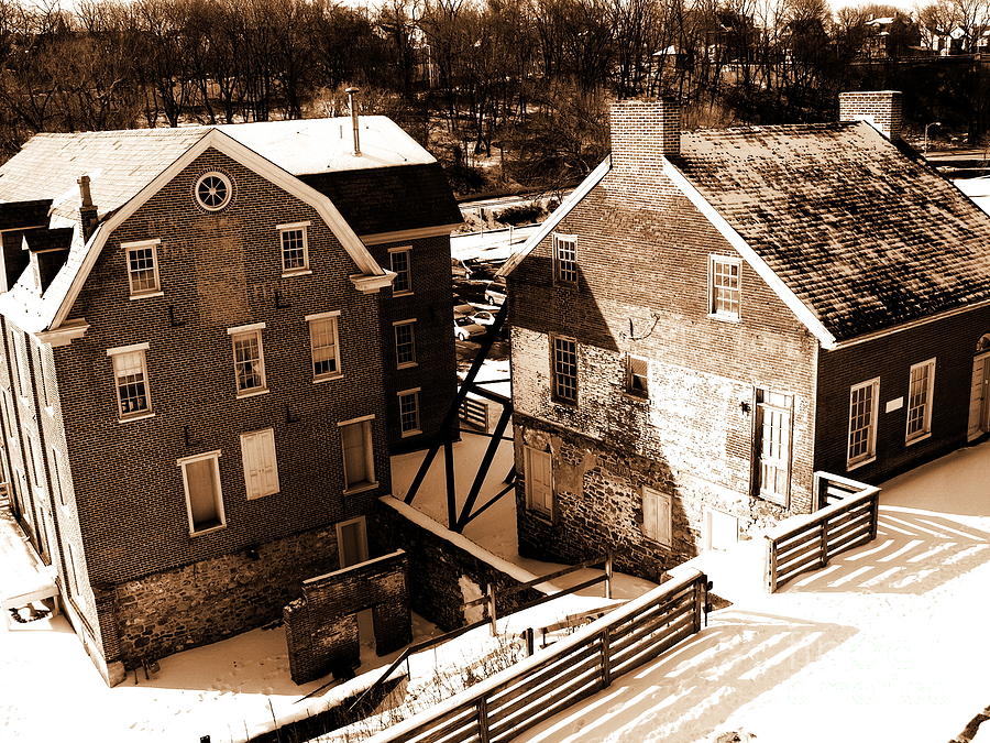 Historic Flour Mill - Sepia - Colonial Industrial Quarter Photograph by Jacqueline M Lewis
