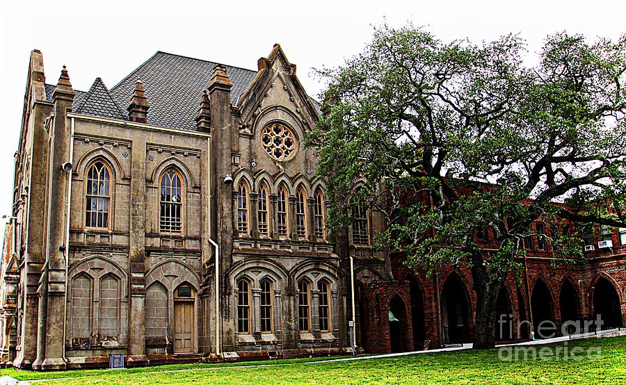 Vintage Photograph - Historic Gothic Church in Galveston by Audreen Gieger