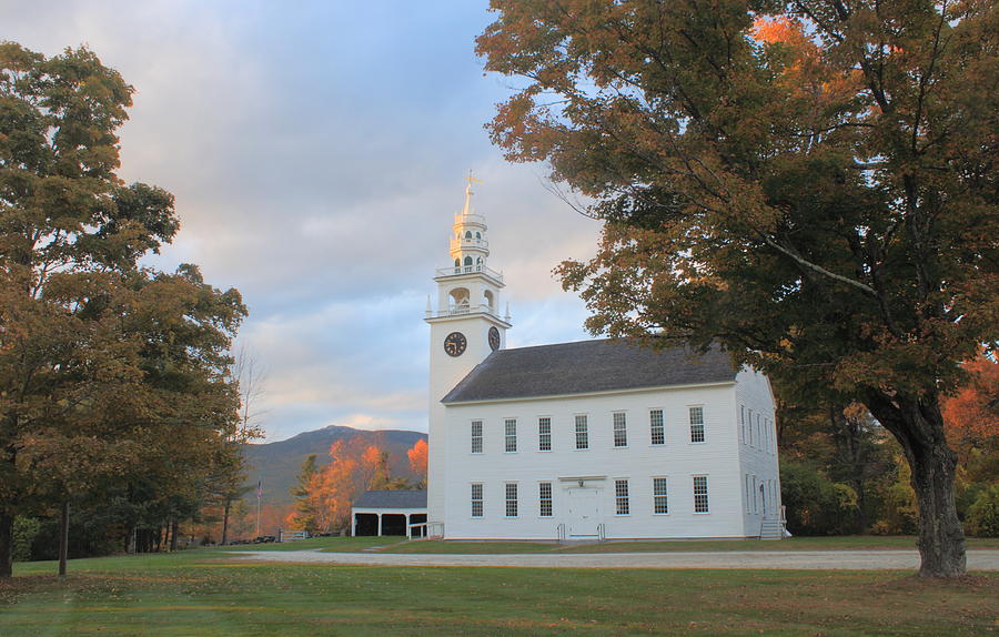 Historic Jaffrey Meetinghouse and Mount Monadnock Early Autumn Photograph by John Burk