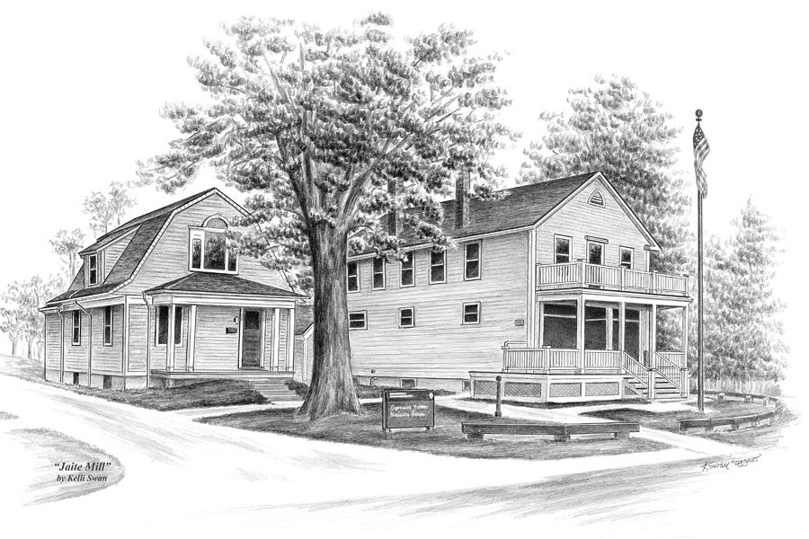 Historic Jaite Mill - Cuyahoga Valley National Park Drawing by Kelli Swan
